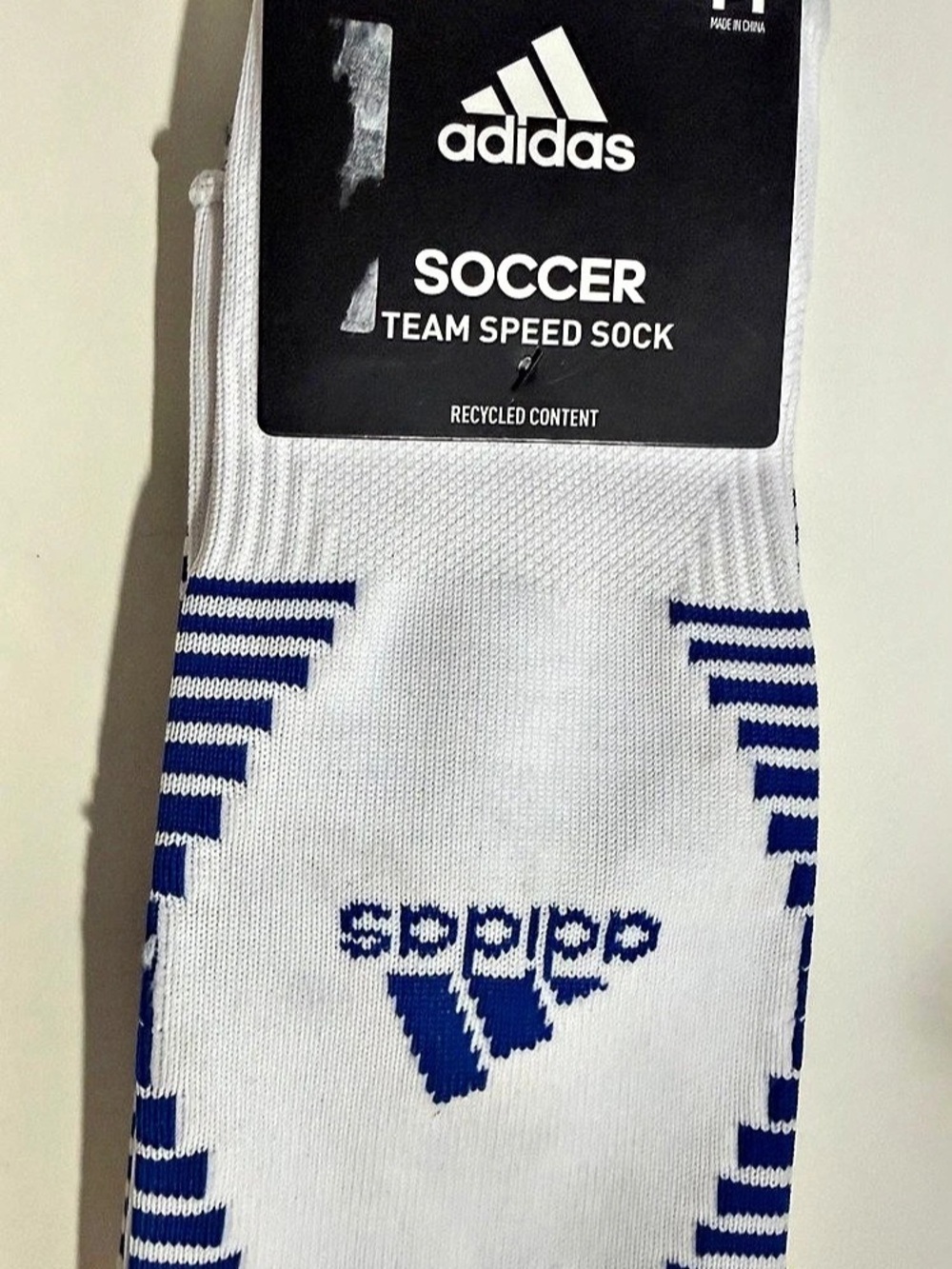 adidas Soccer Team Speed Sock Socks White Blue Size Medium NWT